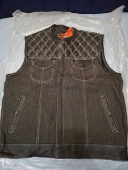 LEATHER/DENIM VEST XL
