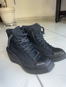SIZE 6.5 WOMENS - Wmns Chuck 70 De Luxe Wedge Platform High Triple Black A08094C