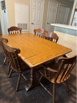 6 chairs Dining room table with 2 sides