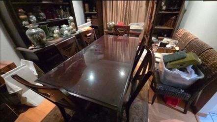 Dark Wood Dining Table with Chairs