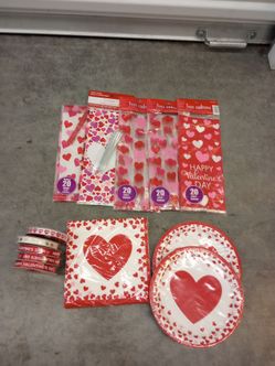 Valentines Day Accessories Ribbon Plates Napkins Gift Bags