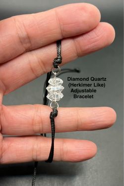 Diamond Quartz (Herkimer Like) Adjustable Cord Bracelet