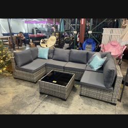 Assemble Require!!! New 7 Pieces Wicker Outdoor Patio Furniture set Sectional Sofa Set ottoman table