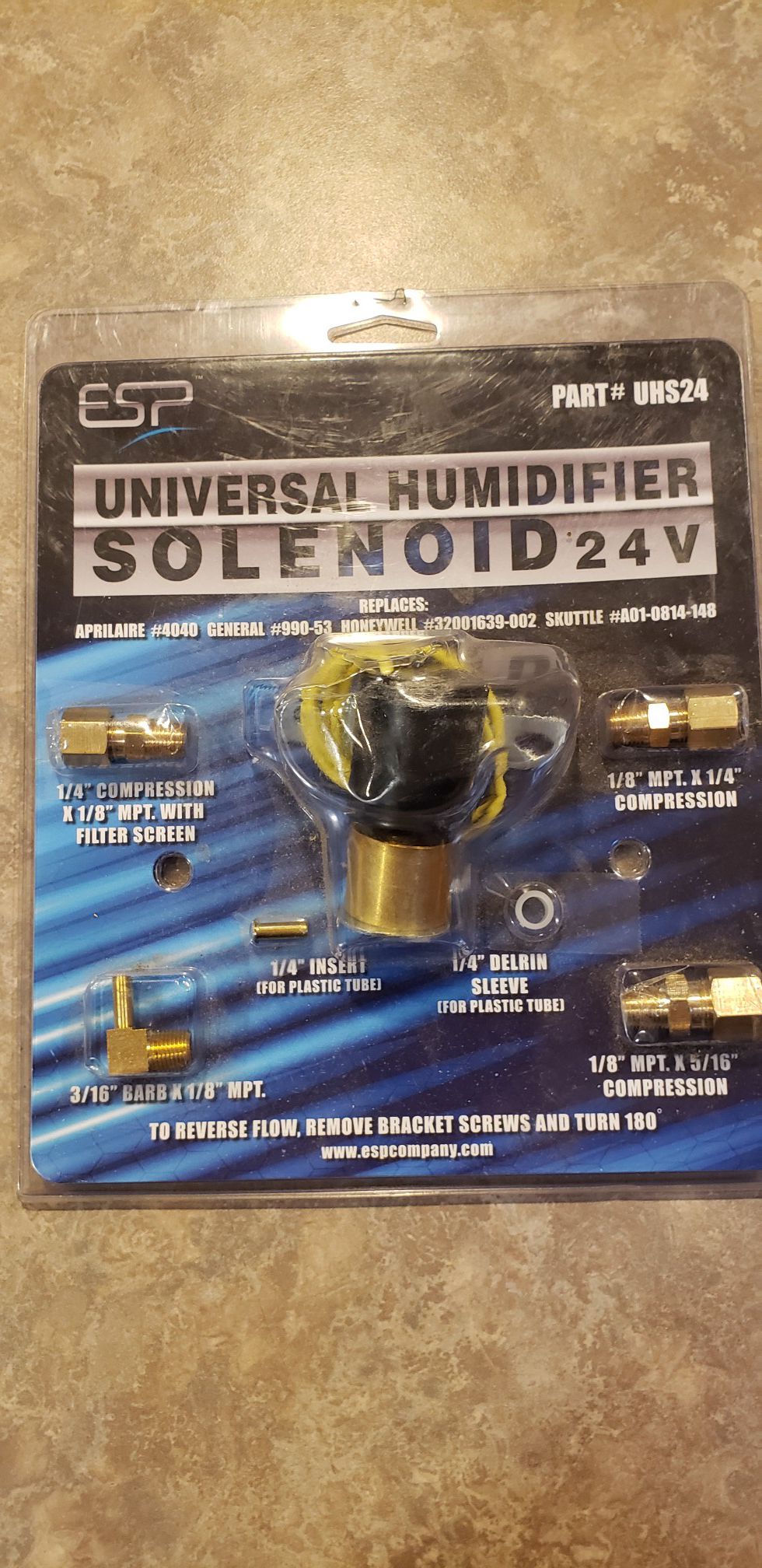 Universal humidifier solenoid 24v