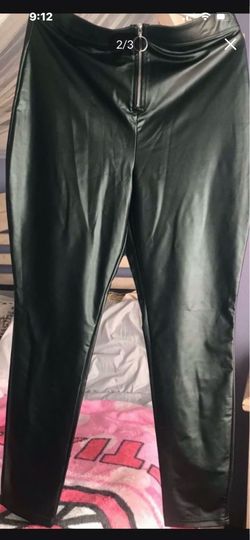 New S and M Black Faux Leather High-Waist Leggings
