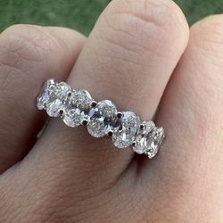 2 CTW Oval Diamond Wedding Band Half Eternity Lab Grown 