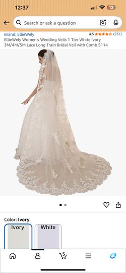 Cathedral wedding veil 5 meters off white
