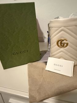 Gucci calfskin mini marmont bucket bag white