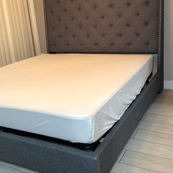 king Size Bed Frame with Mattress and metal box spring with a new sheet set included