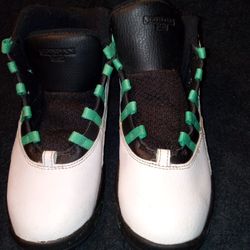 Jordan 10 Retro PS Verde Unisex Kids Size 2Y Black White Green Infant 487212-118