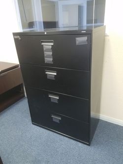 Hon black lateral file cabinet