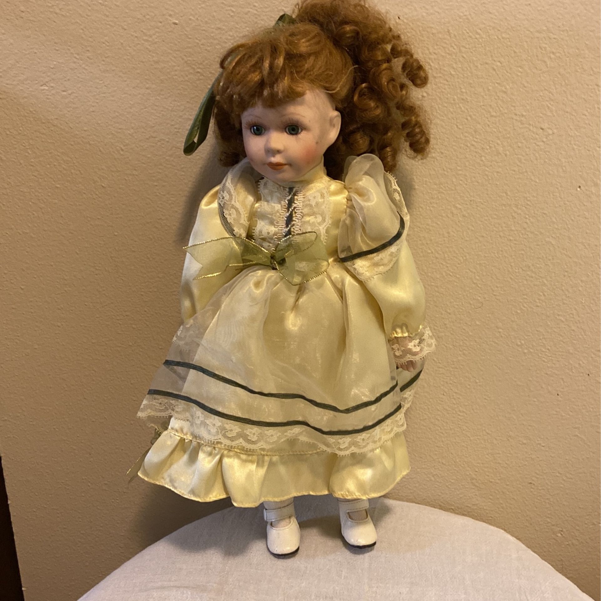 Vintage Porcelain Doll 17” Tall 