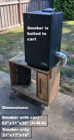 Masterbuilt 30” Electric Smoker & cold Smoker on a custom cart