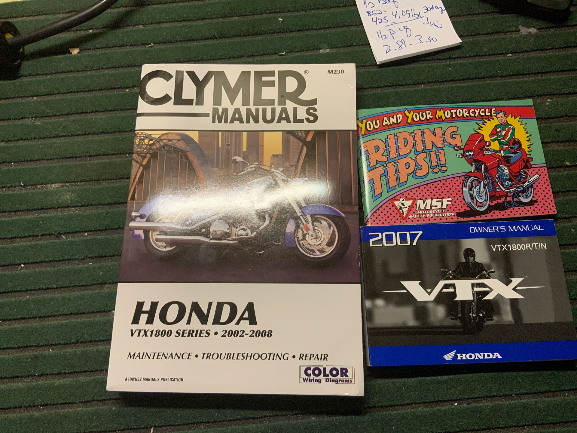 Honda 2007 VTX 1800 owner manual and service manual