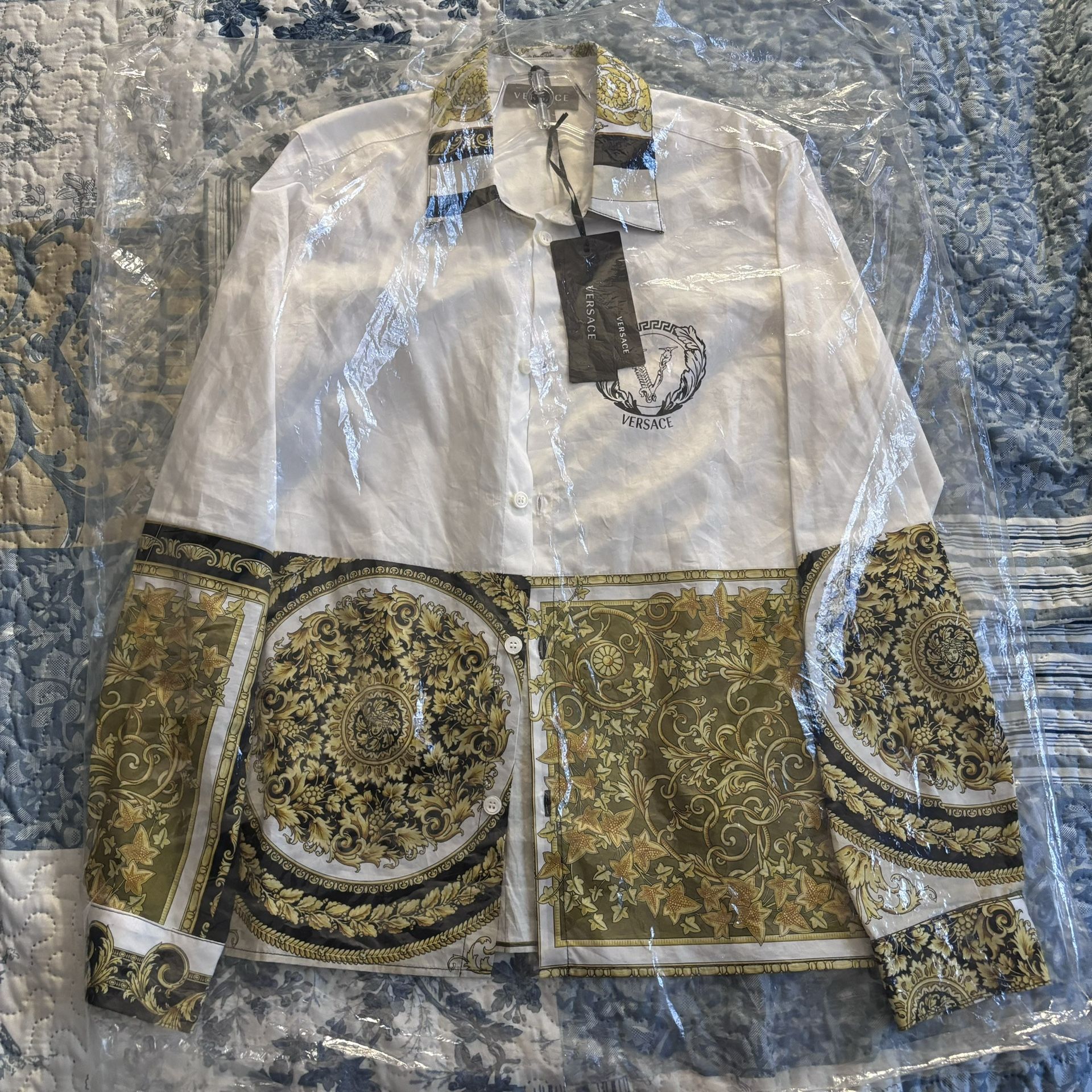 Versace White And Gold Shirt
