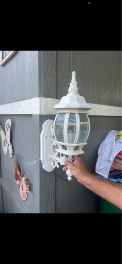White Outdoor Wall Lantern Light Fixture