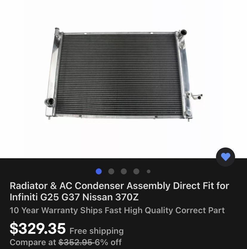 Brand New Radiator With A/C Condenser For Infinity G35, 37, Nissan370-Z