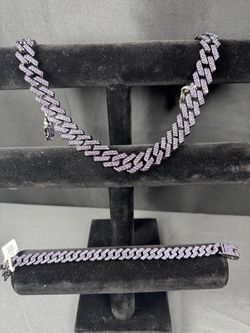 Invicta Elements Men's Iced Out, Purple Rain Bracelet & XL Necklace (80893 & 80923)