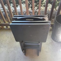3 and half TV dinner tables with storage stand