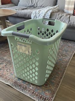 Green Hamper - Brightroomâ„¢: Plastic Clothes Hamper with Built-In Handles, Open-Top, 1 Compartment, 19.55 Capacity