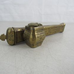 Antique Ottoman Brass Turkish Traveling Scribe Inkwell Quill Box For Calligraphy

