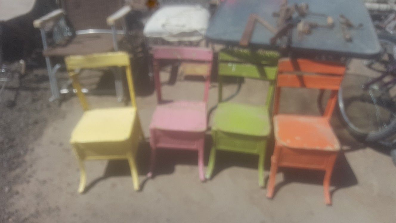 Small little antique wooden children's chairs