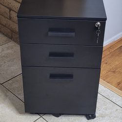Black 3 Drawer Filing Cabinet With Lock