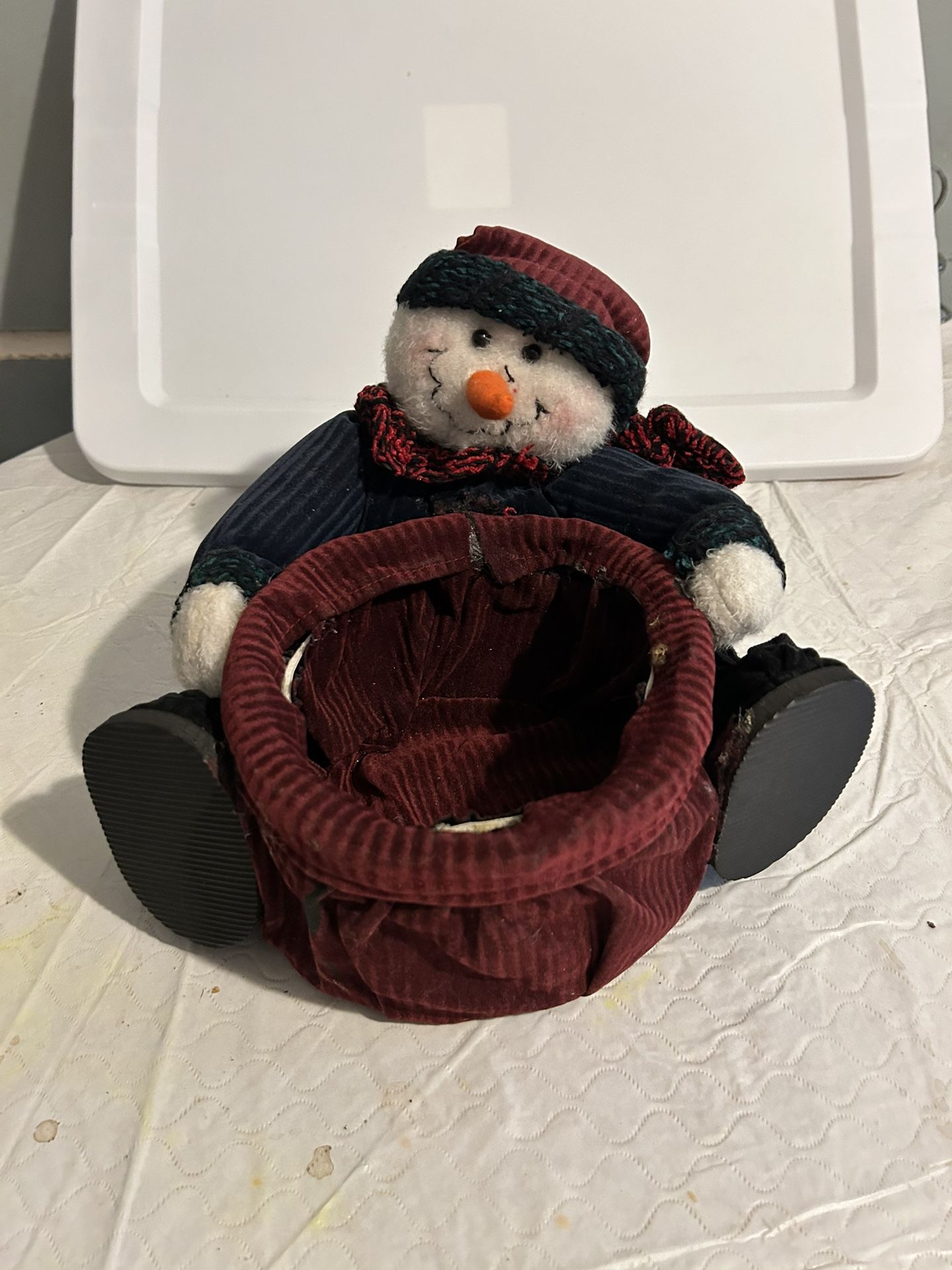 Snowman christmas candy holder.