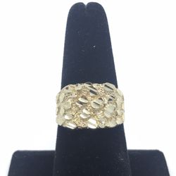 Gold Nugget Ring 10K New 