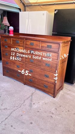 Michaels Furniture 12-Drawer Solid Wood Dresser
