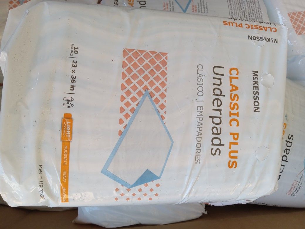 30 Packs Plus Underpads $90 dlls. 