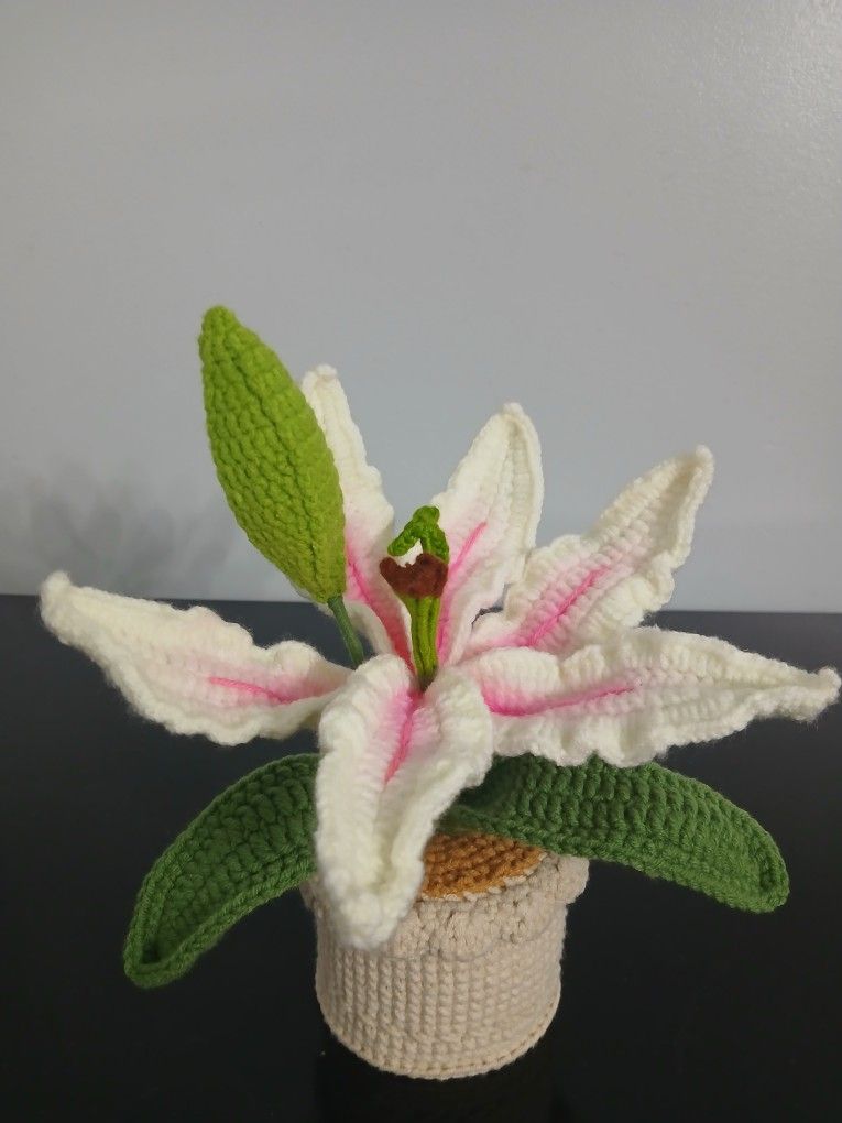 Handmade Crochet Lily In Pot