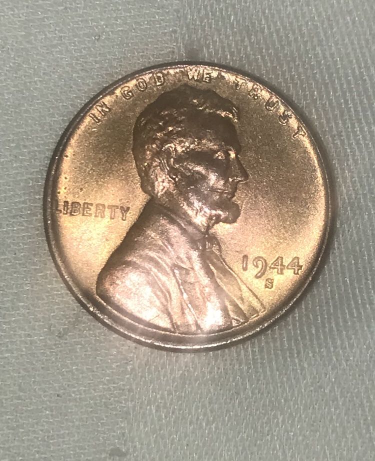 1944 s Toned Lincoln Wheat Cent