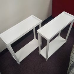 Side End Tables with Shelf, Set of 2