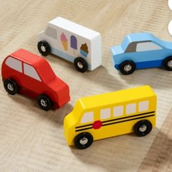 Melissa & Doug 4 Wooden Town Vehicles For Boys and For Girls 3+ 