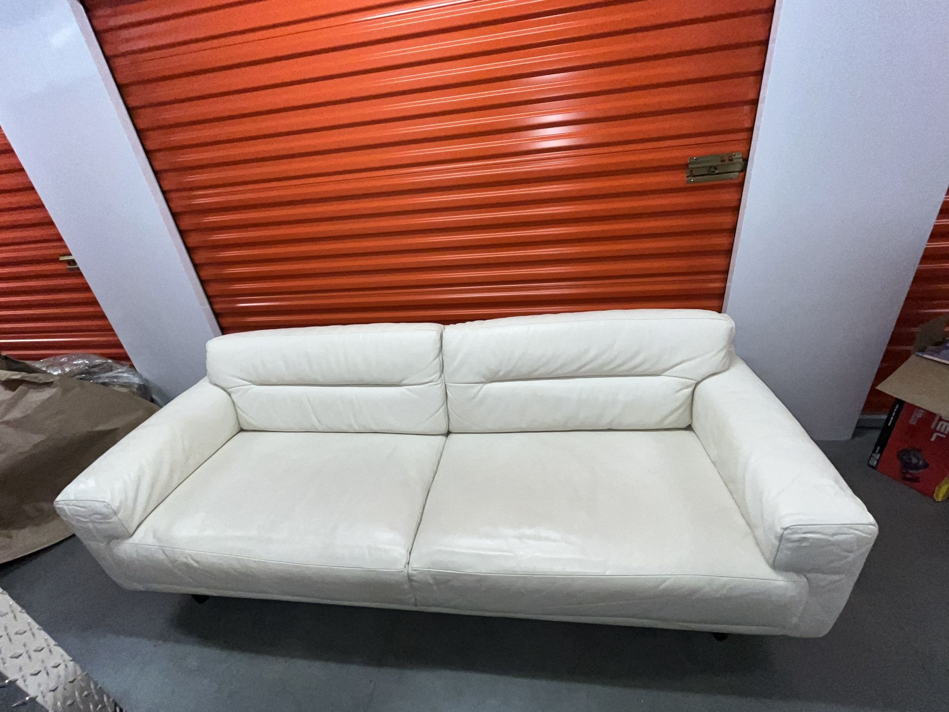 White Leather Sofa 
