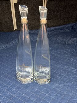 2 Cincoro Tequila Empty Glass Bottles with Original Stoppers – Decorative