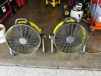New hybrid 18” Ryobi portable fan, 18v battery or electricity. Tool only. P/up only. $100ea.