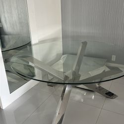 Large Round Glass table Fits 8-12 Dining Chairs Depending On Size