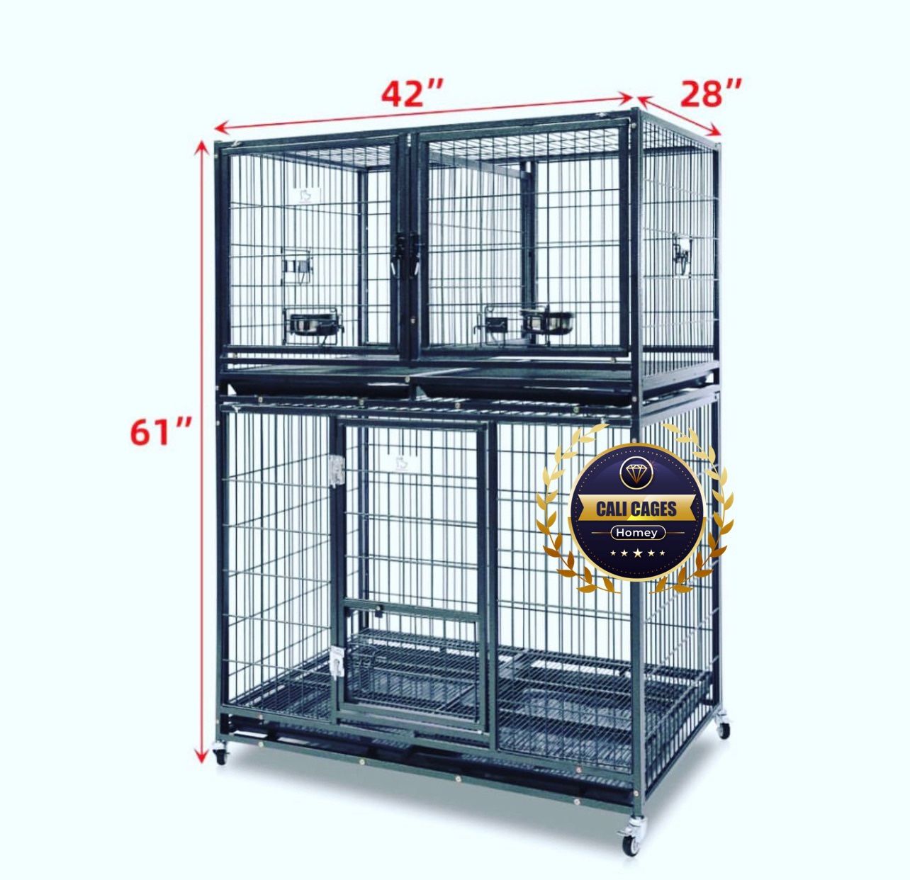Double Stacked Dog Pet Cage Kennel Size 43 With Divider And