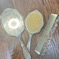 Vintage Mirror Comb And Brush Great Condition
