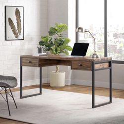 🪵✨ 60” Rustic Wood & Metal Desk – NEW in Box ✨🪵