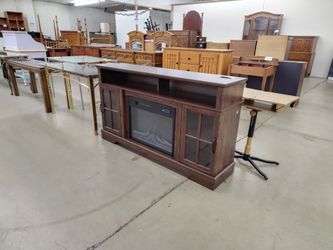 Brown 65 in TV stand w/electric fireplace