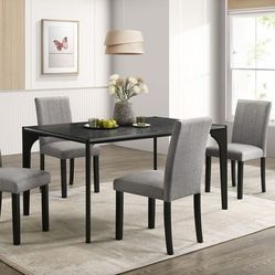 Black and grey 5 piece dining set brand new in box firm price $480 Table 59.1"W X 35.4"D X 29.5"H