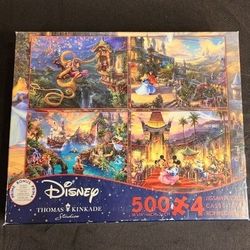 Disney Studios Thomas Kinkade 4 Jigsaw Puzzles 500 Each