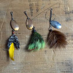 Hildebrandt No. 3 Fishing Lures Vintage Feathered Metal Spinners