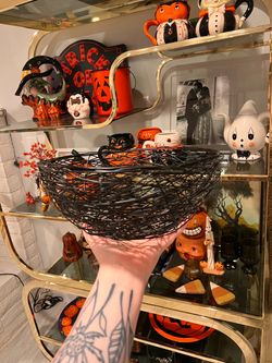 Halloween wire mash kettle bowl! Metal bowl, beehive, style bowl!