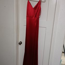 Red Long Satin Dress 