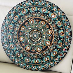 Hand-Painted 18” Mandala Wall Art | Boho | Meditation Decor | Customizable