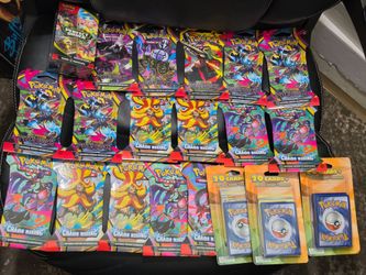 Pokemon Cards Perfect Order Booster Bundle Box! 7 Pitch Black & 9 Chaos Rising Sleeved Play Booster Packs! 3x 20 Cards Hanger Pack! New Factory Sealed